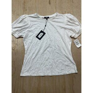 Paige Matcha Tee White M Cotton Puff Short Pullover Sleeve Crewneck NWTs $98